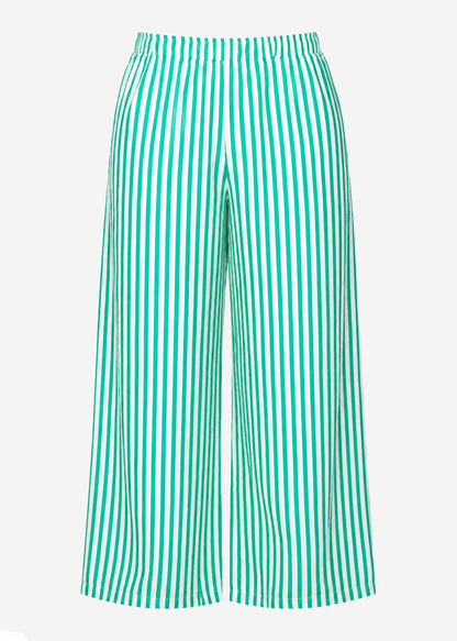 Lola | Pantalón de pernera ancha a rayas · Verde