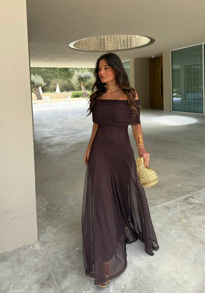 Toledo Vestido de Tul Marrón