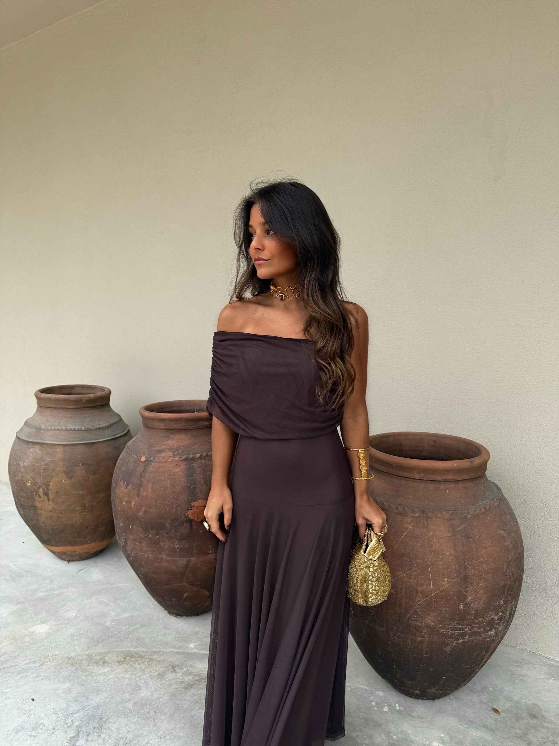 Toledo Vestido de Tul Marrón