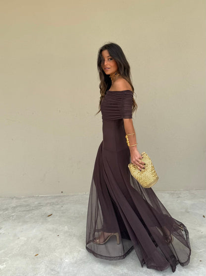 Toledo Vestido de Tul Marrón