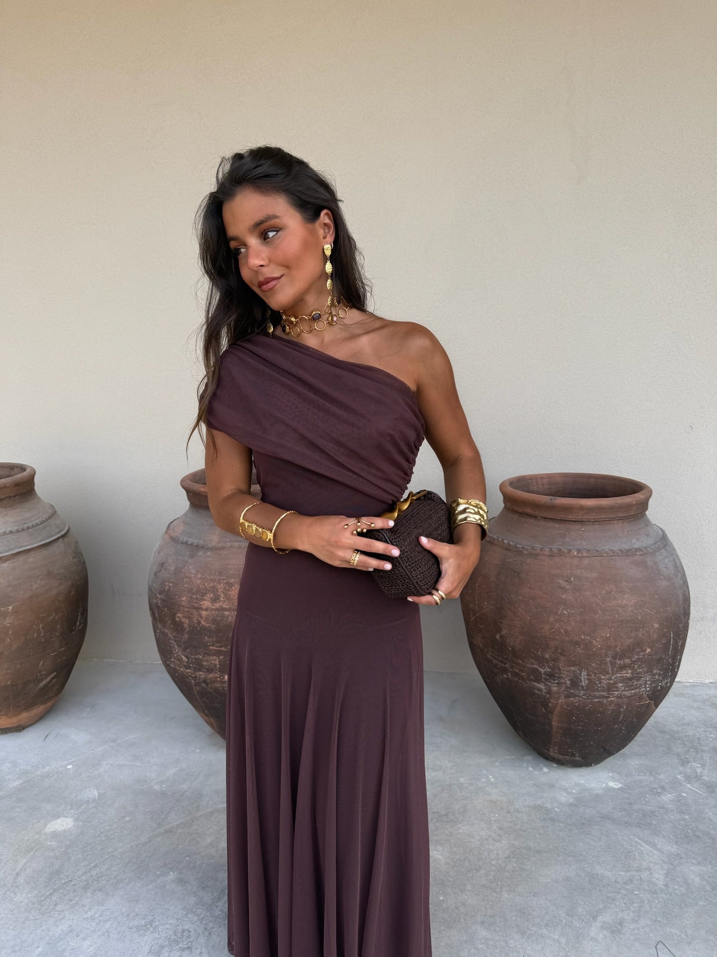 Toledo Vestido de Tul Marrón