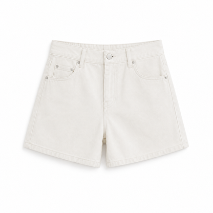 Shorts vaqueros blancos de tiro alto para mujer - District 8
