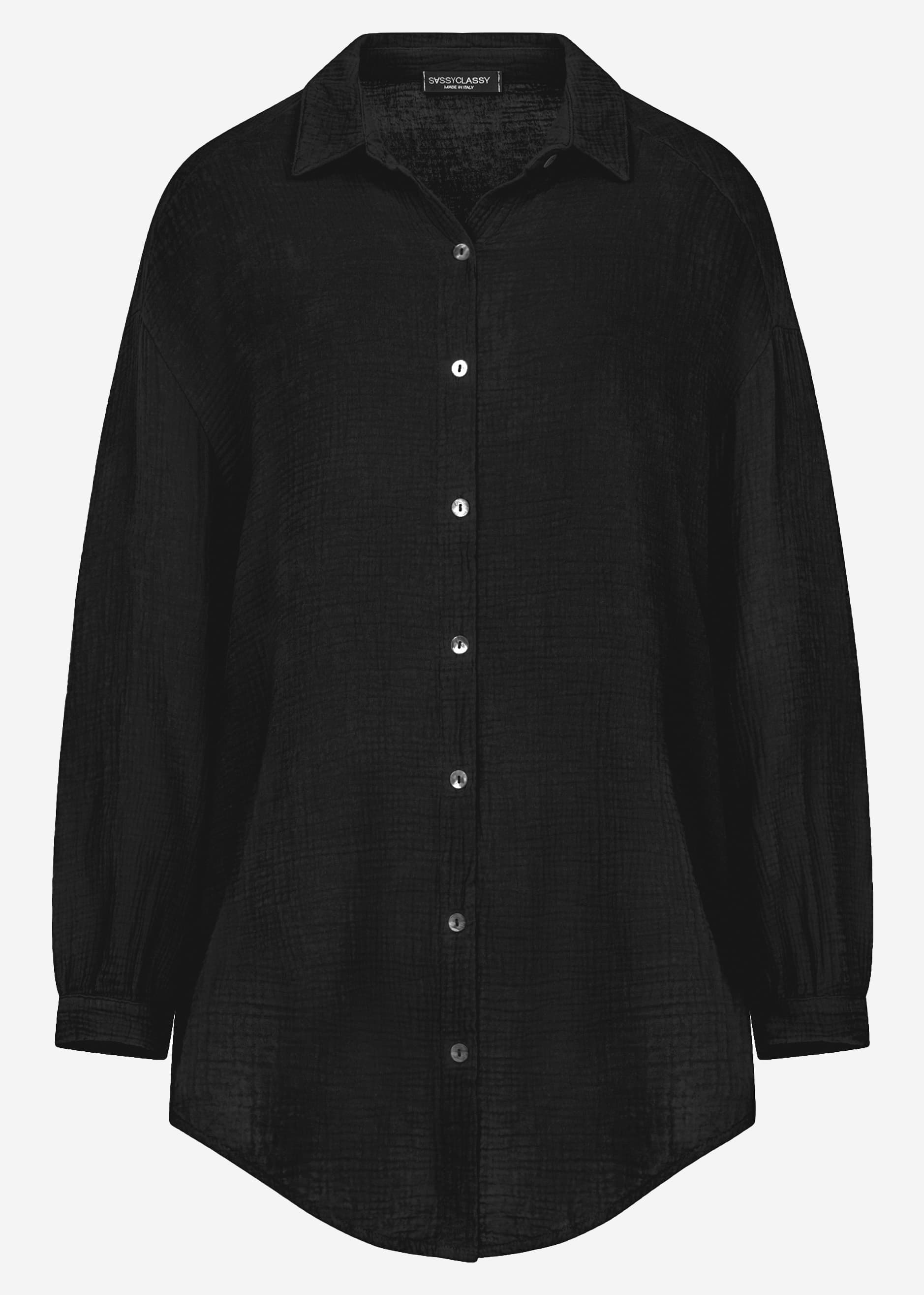 Marta | Blusa oversize de muselina · Negro