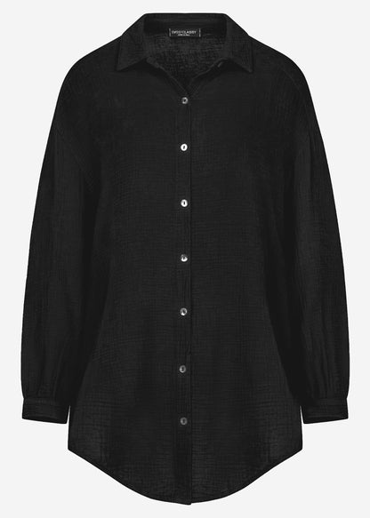 Marta | Blusa oversize de muselina · Negro