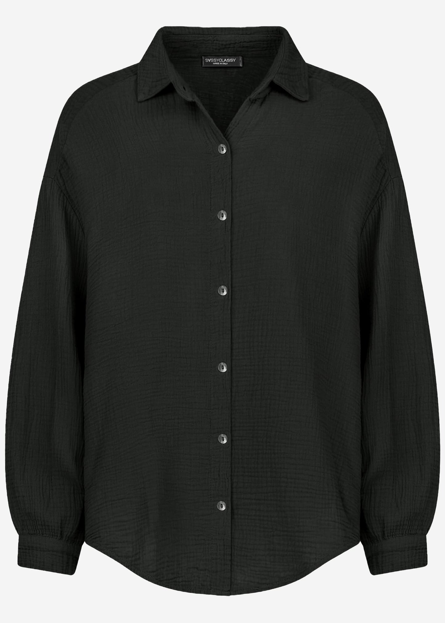 Emma | Blusa oversize de muselina · Negro