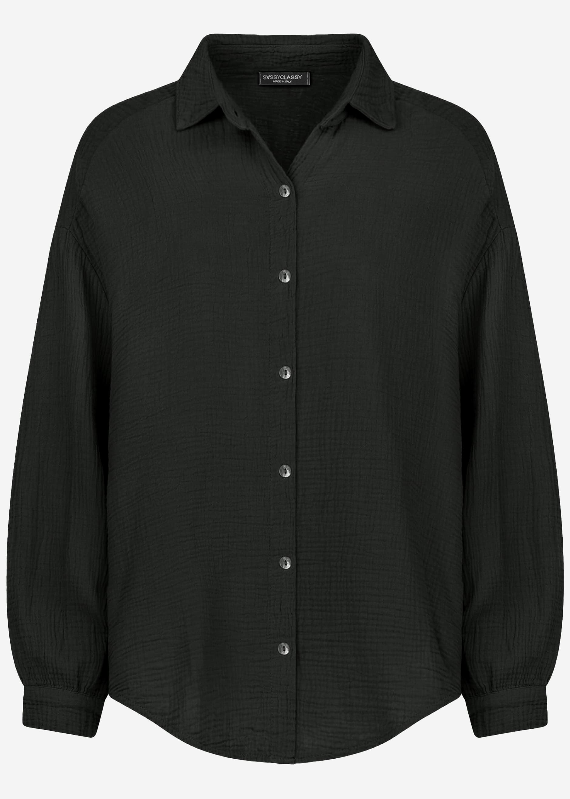 Emma | Blusa oversize de muselina · Negro
