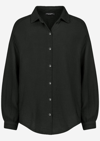 Emma | Blusa oversize de muselina · Negro