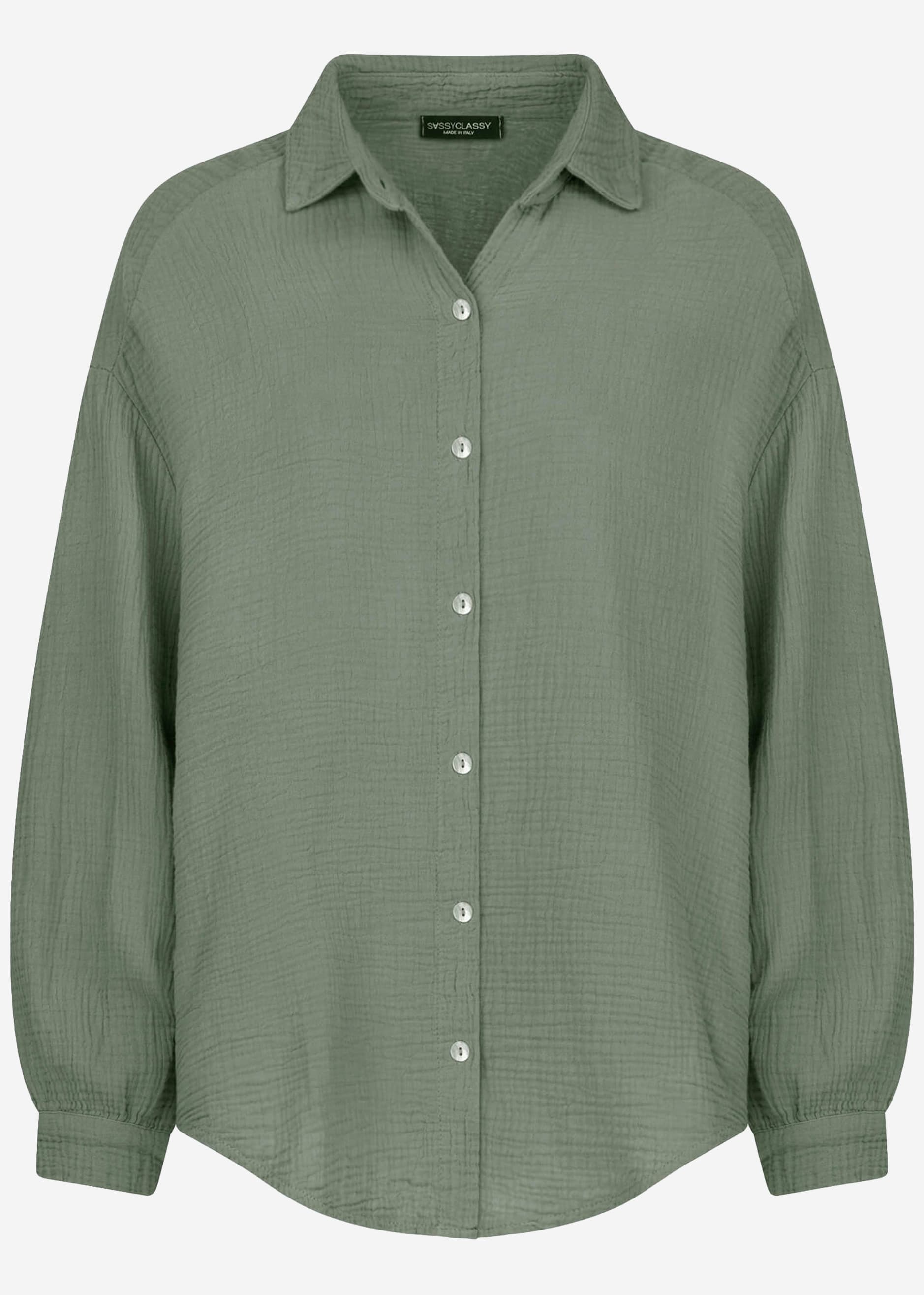Emma | Blusa oversize de muselina · Verde salvia