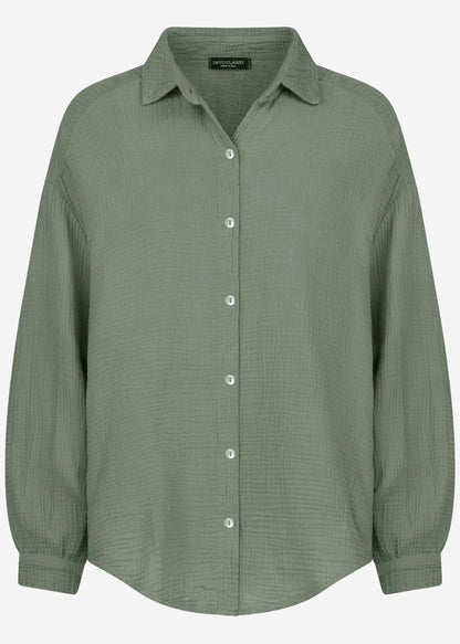 Emma | Blusa oversize de muselina · Verde salvia