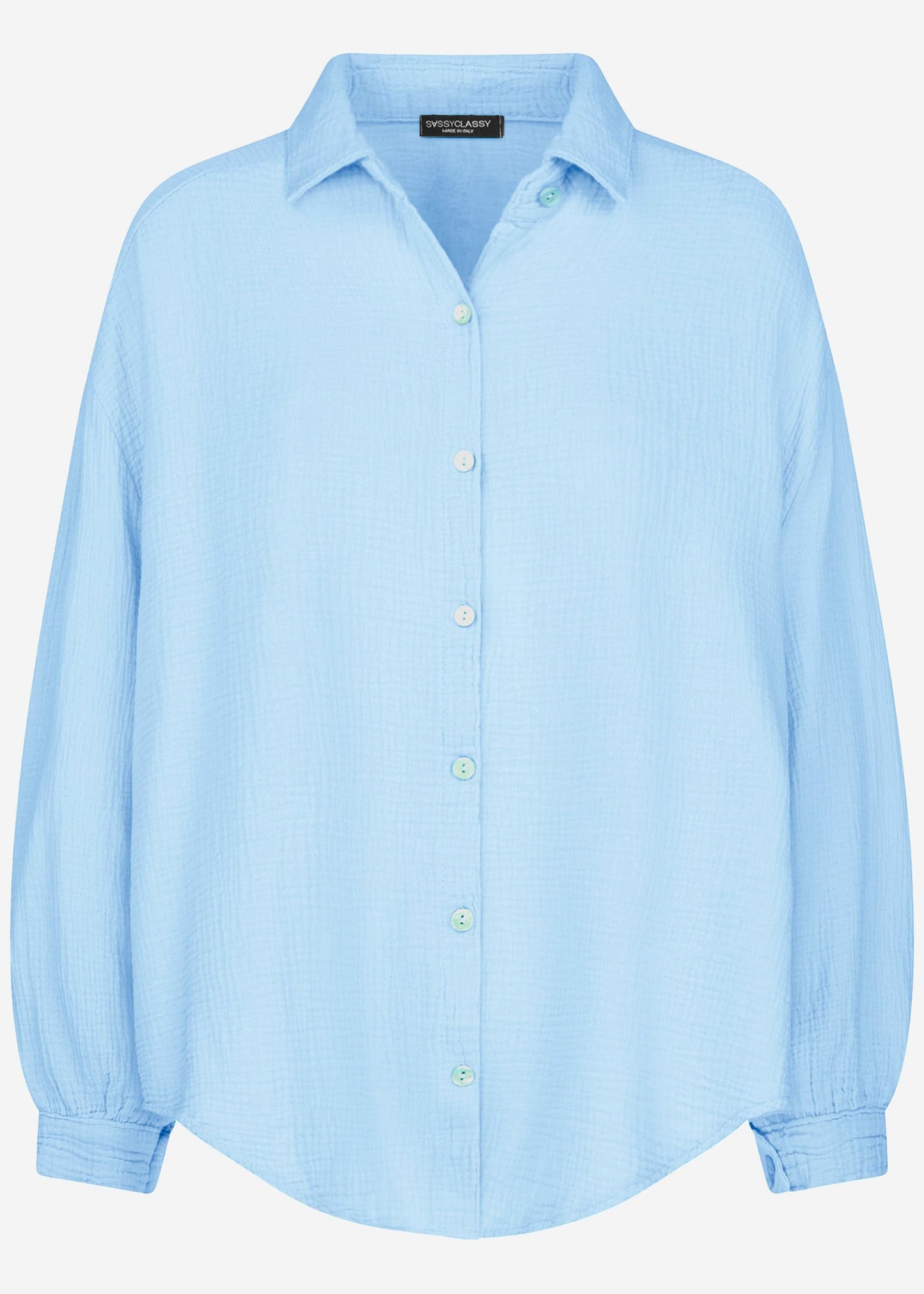 Emma | Blusa oversize de muselina · Azul claro