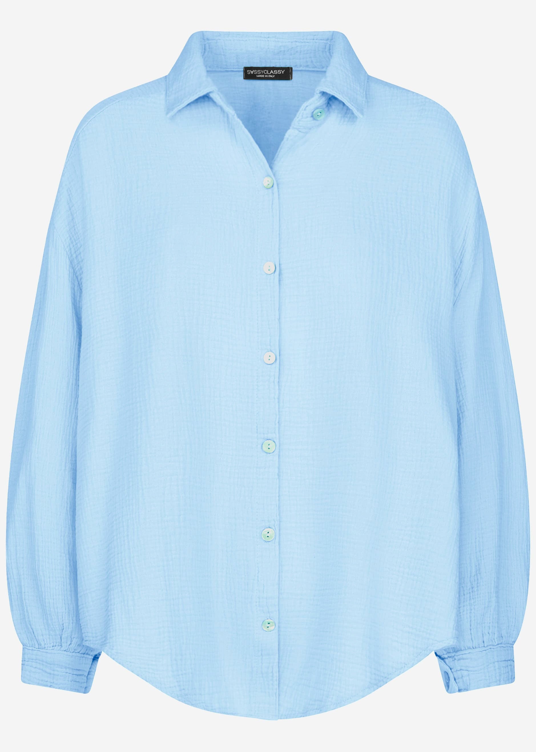 Emma | Blusa oversize de muselina · Azul claro