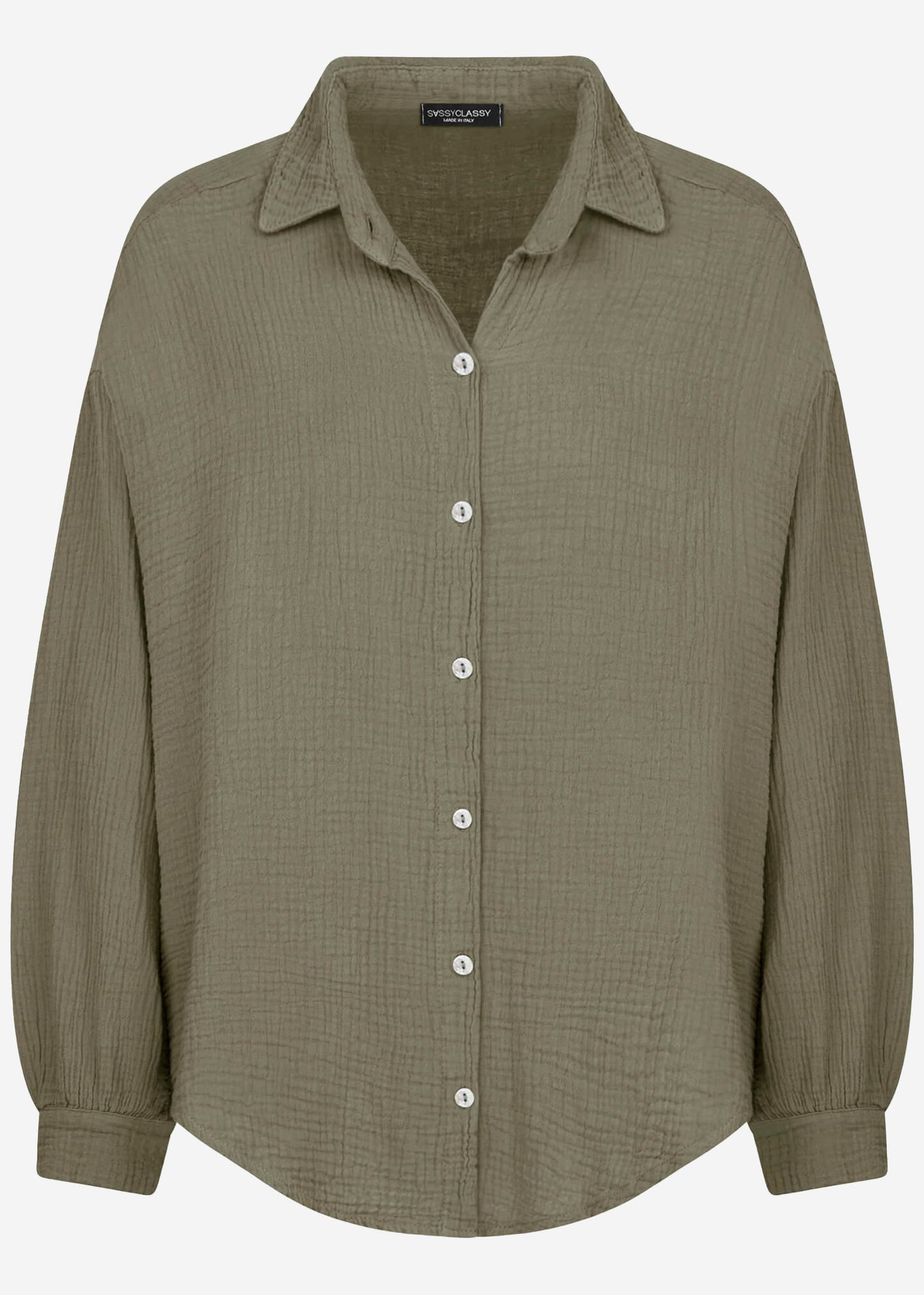 Emma | Blusa oversize de muselina · Caqui