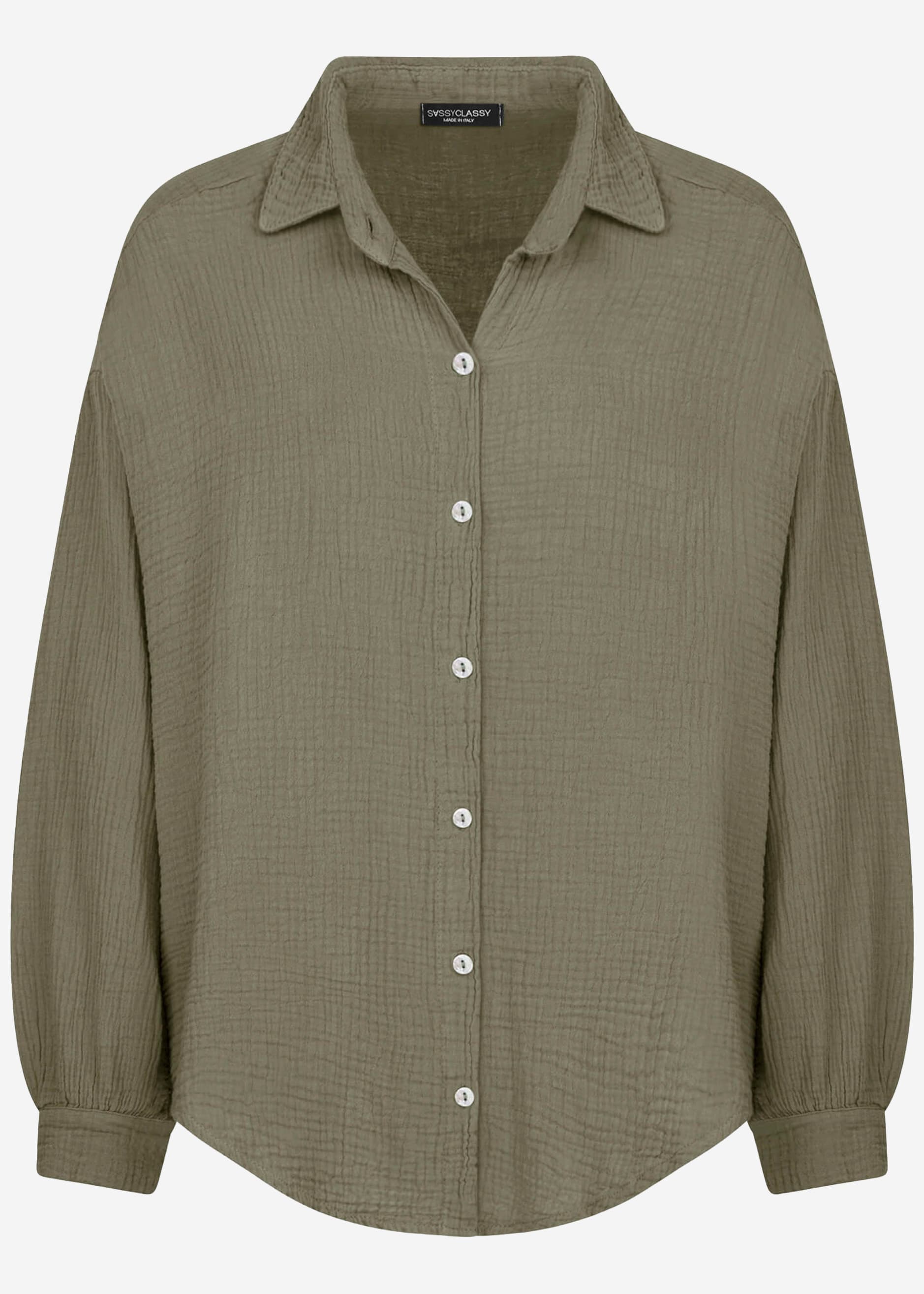 Emma | Blusa oversize de muselina · Caqui