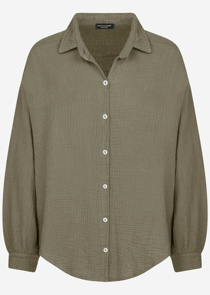 Emma | Blusa oversize de muselina · Caqui