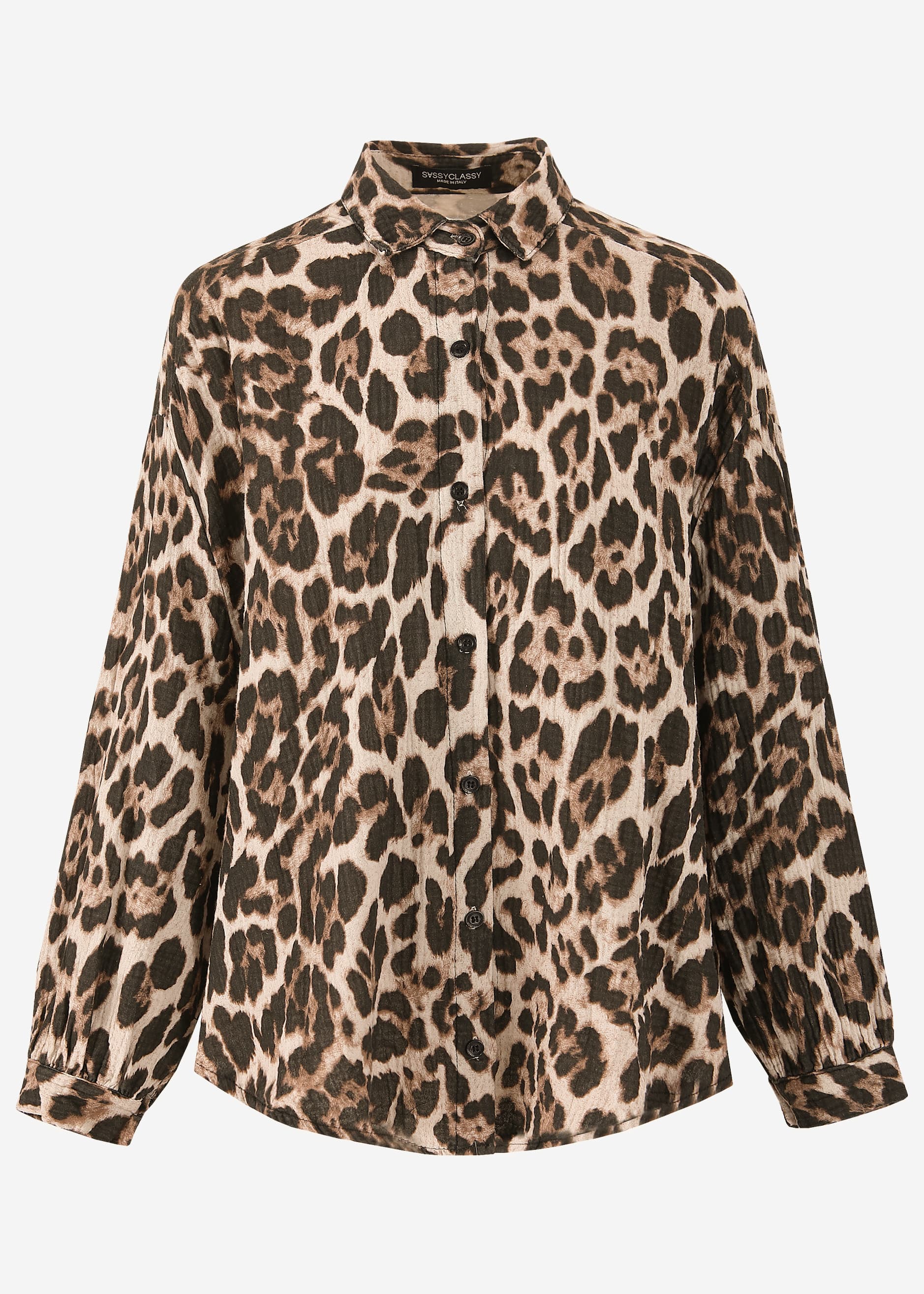 Regina | Blusa oversize de muselina estampado leopardo · Beige claro