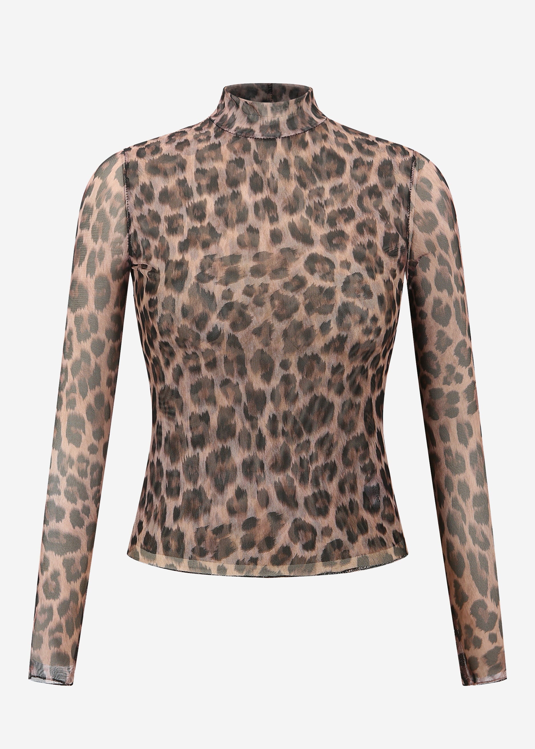 Elia | Camiseta de manga larga de rejilla estampado leopardo · Marrón