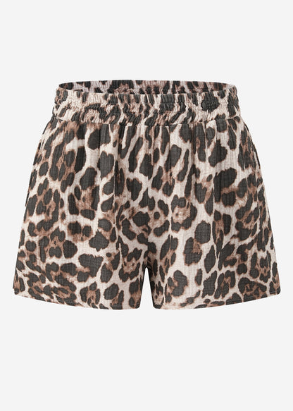 Lucía | Shorts de muselina estampado leopardo · Marrón