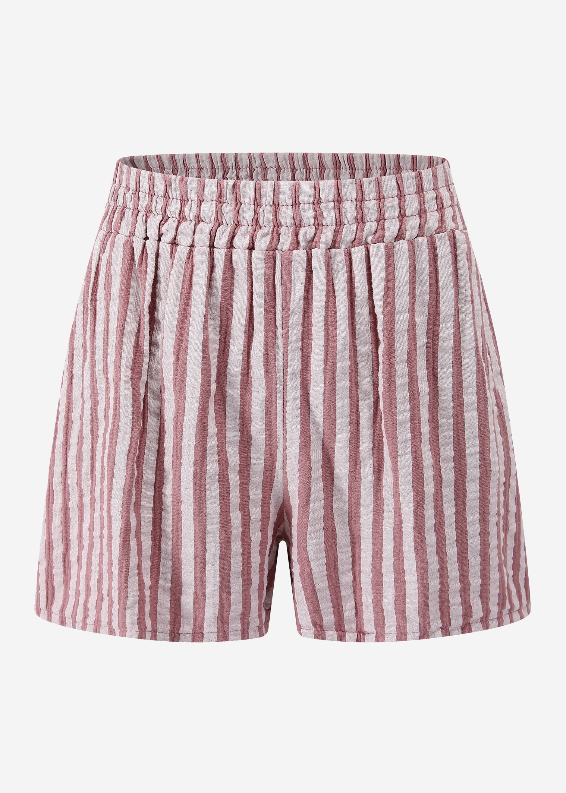 Carla | Shorts de muselina a rayas · Rosa palo