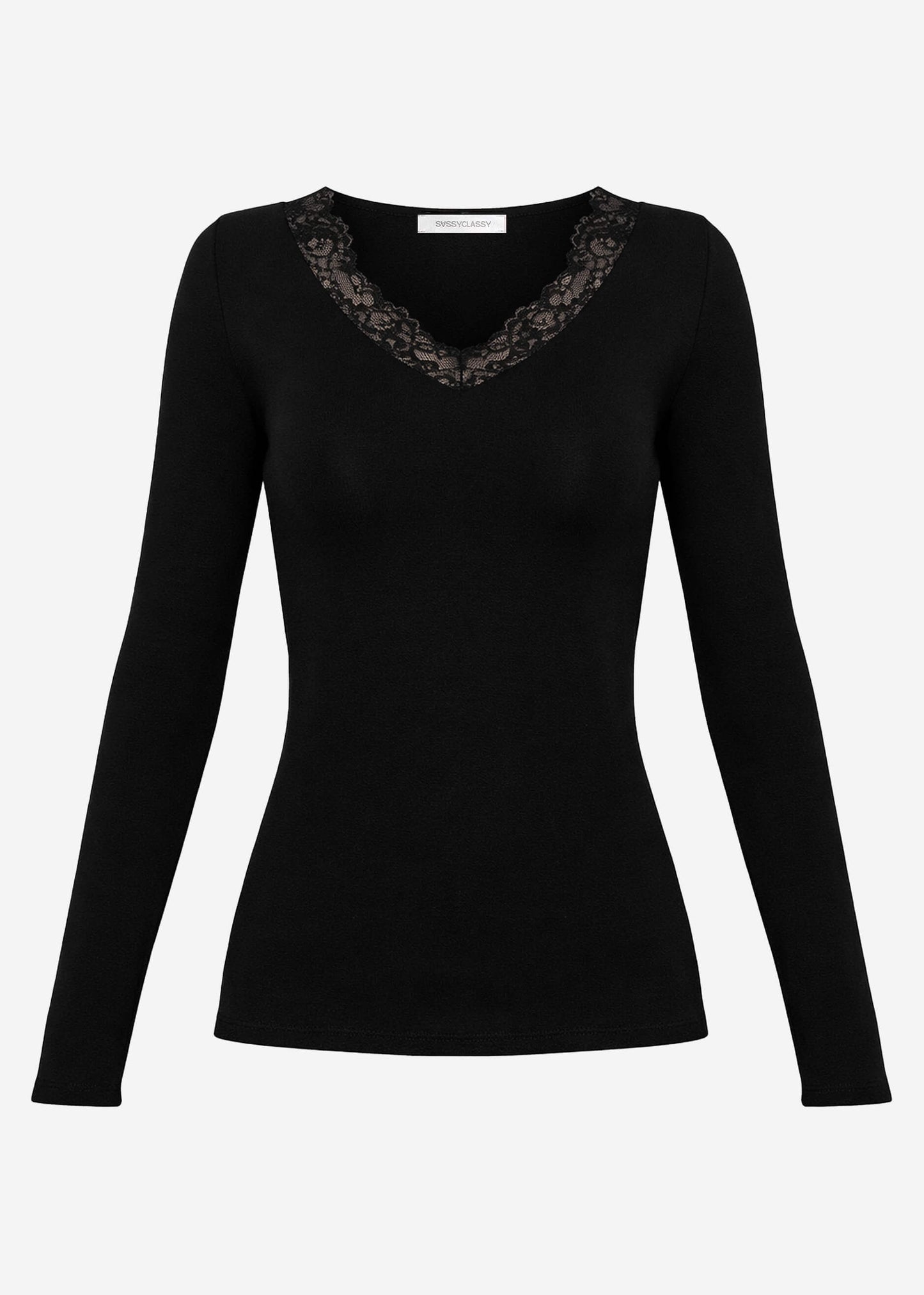 Noa | Camiseta de manga larga de encaje · Negro