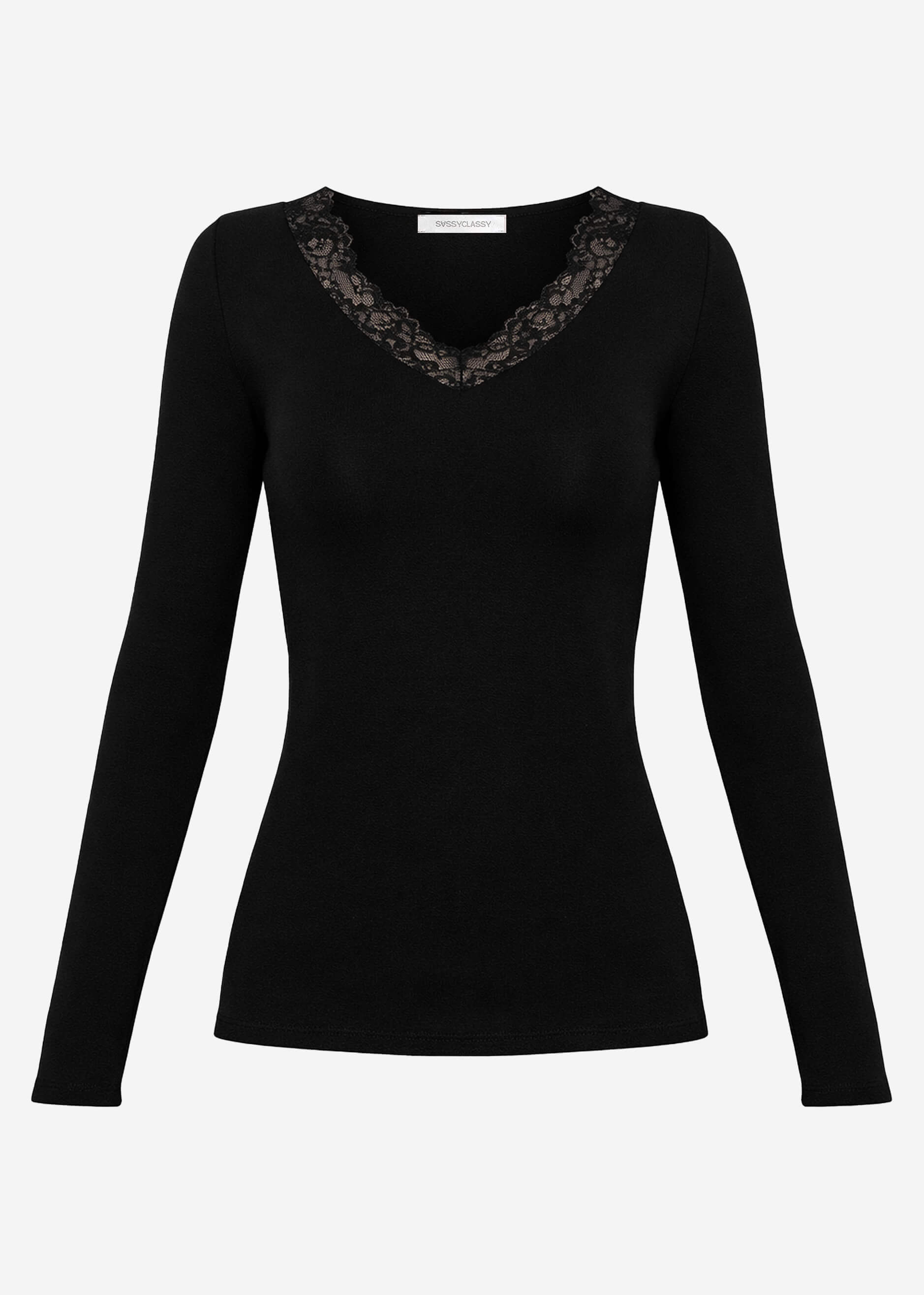 Noa | Camiseta de manga larga de encaje · Negro