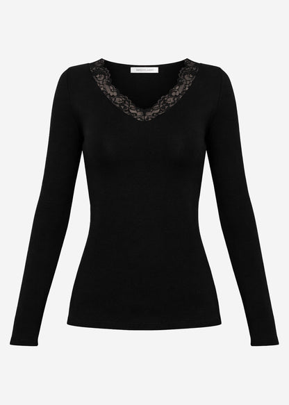 Noa | Camiseta de manga larga de encaje · Negro