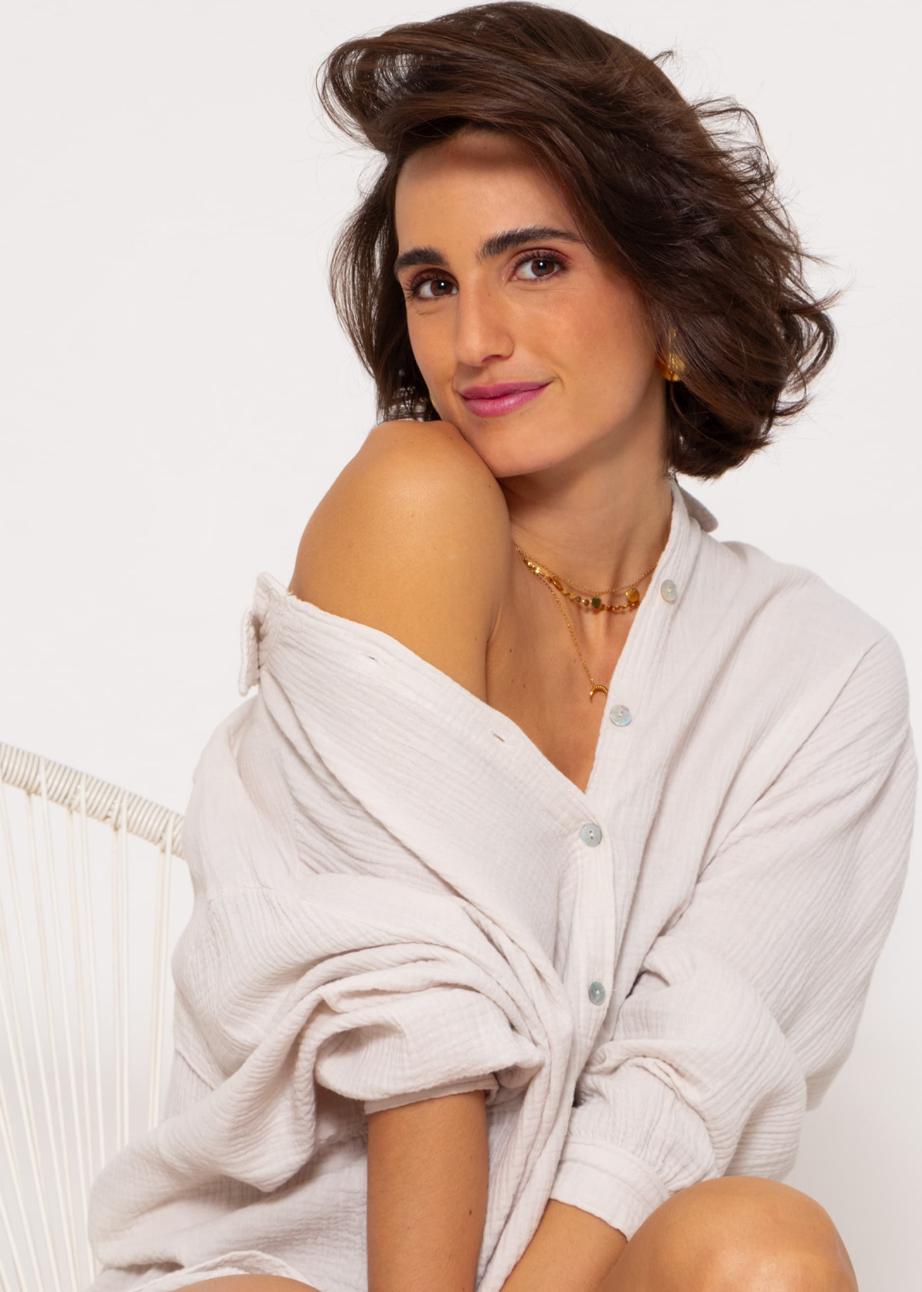Marta | Blusa oversize de muselina · Beige claro