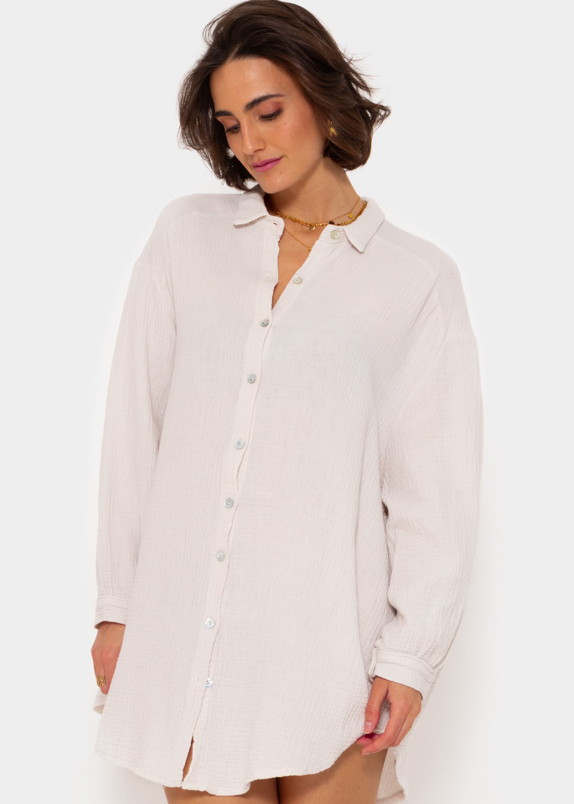 Marta | Blusa oversize de muselina · Beige claro