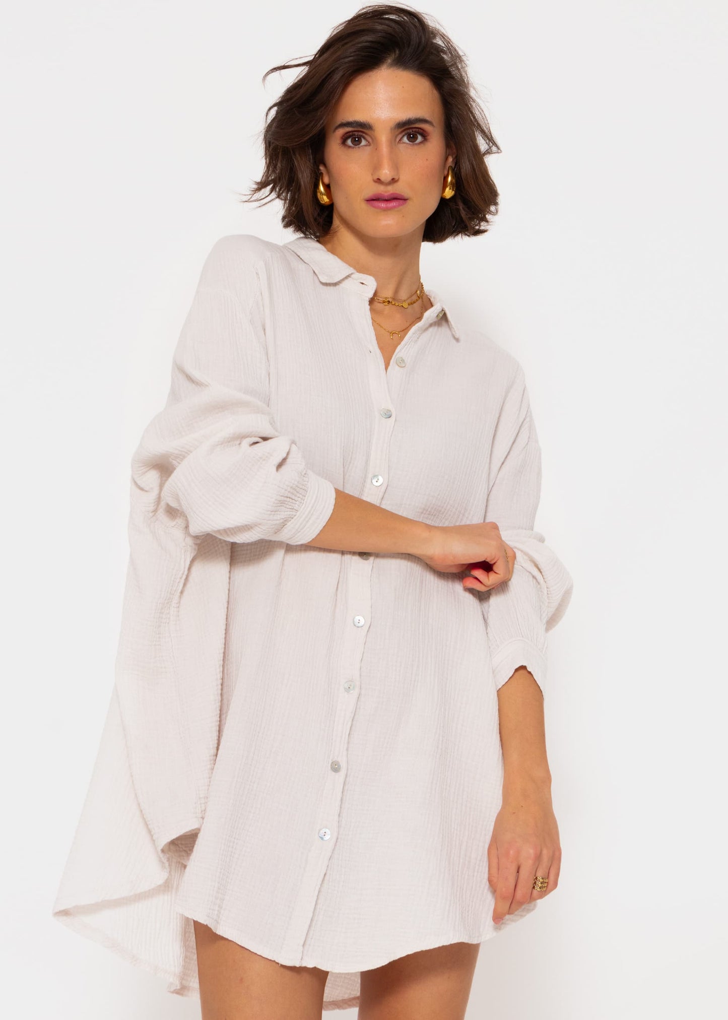 Marta | Blusa oversize de muselina · Beige claro