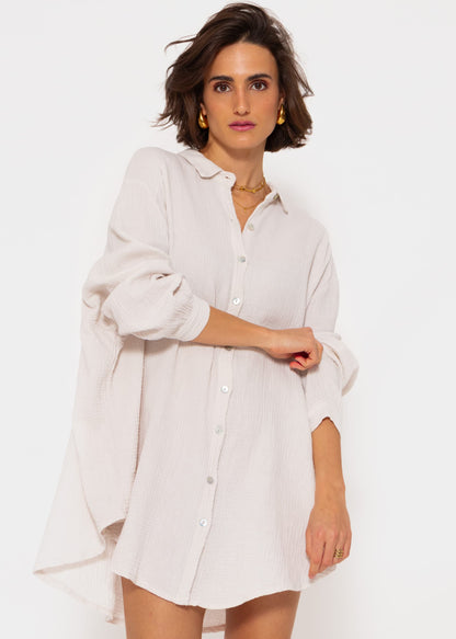 Marta | Blusa oversize de muselina · Beige claro