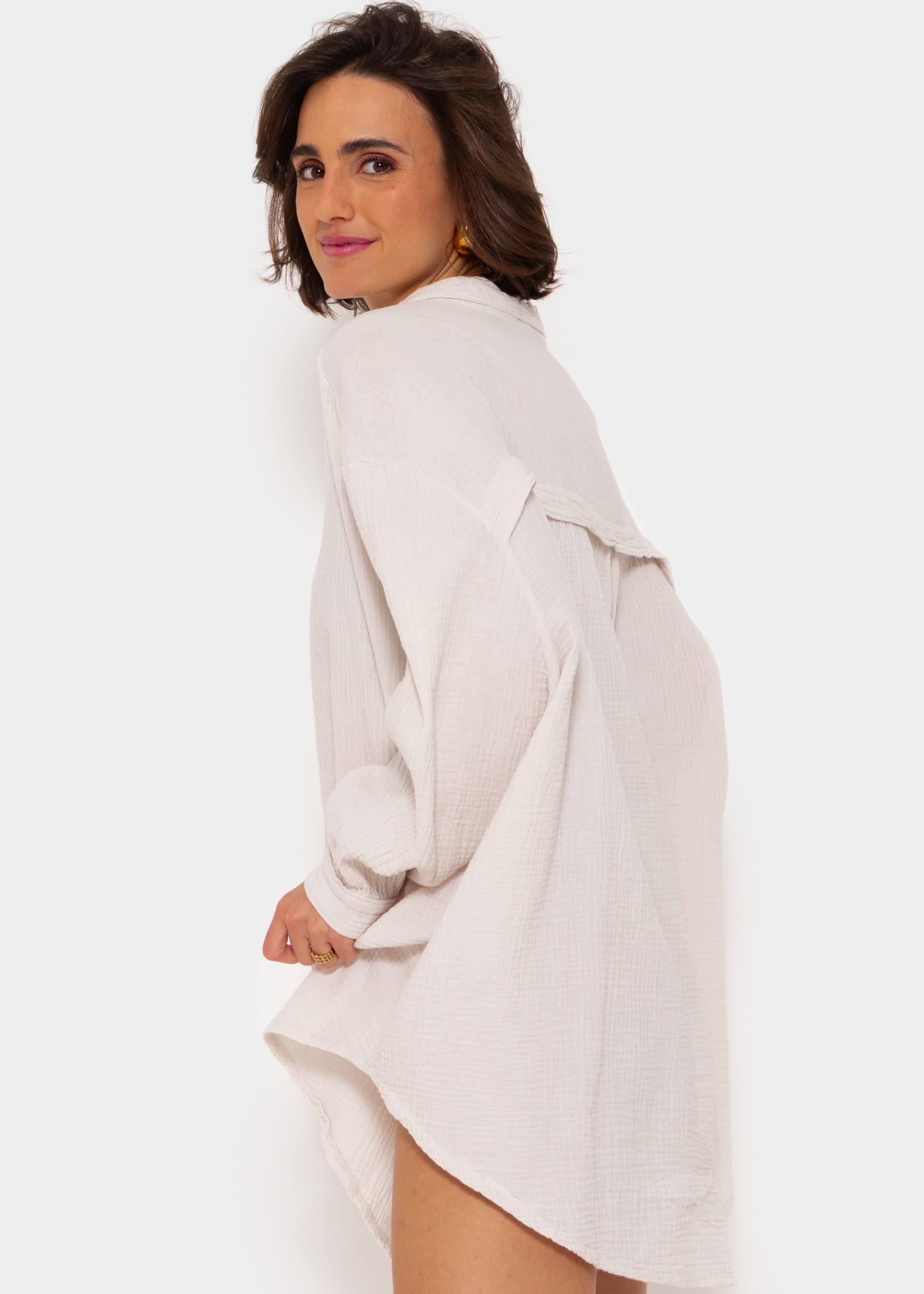 Marta | Blusa oversize de muselina · Beige claro