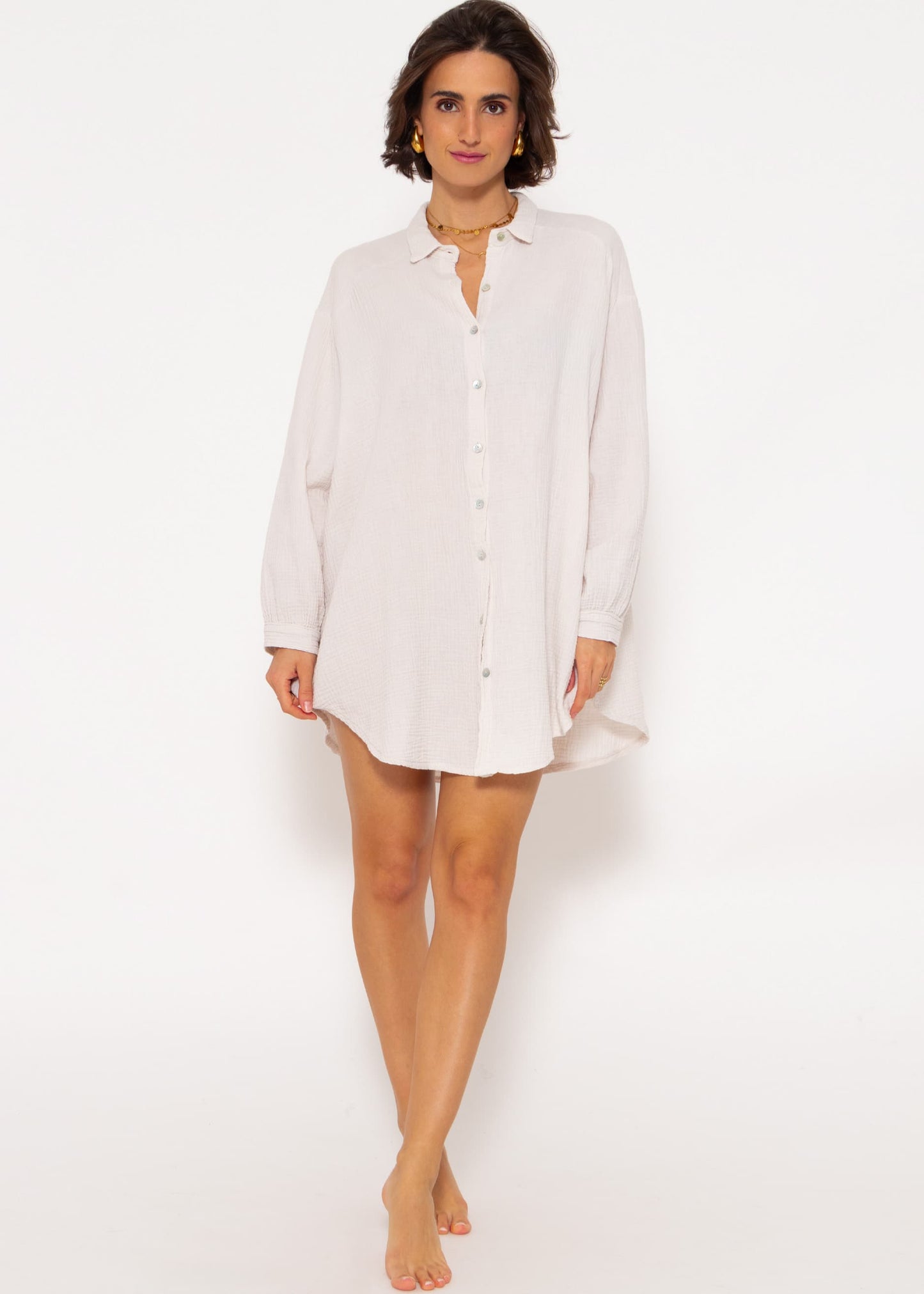 Marta | Blusa oversize de muselina · Beige claro