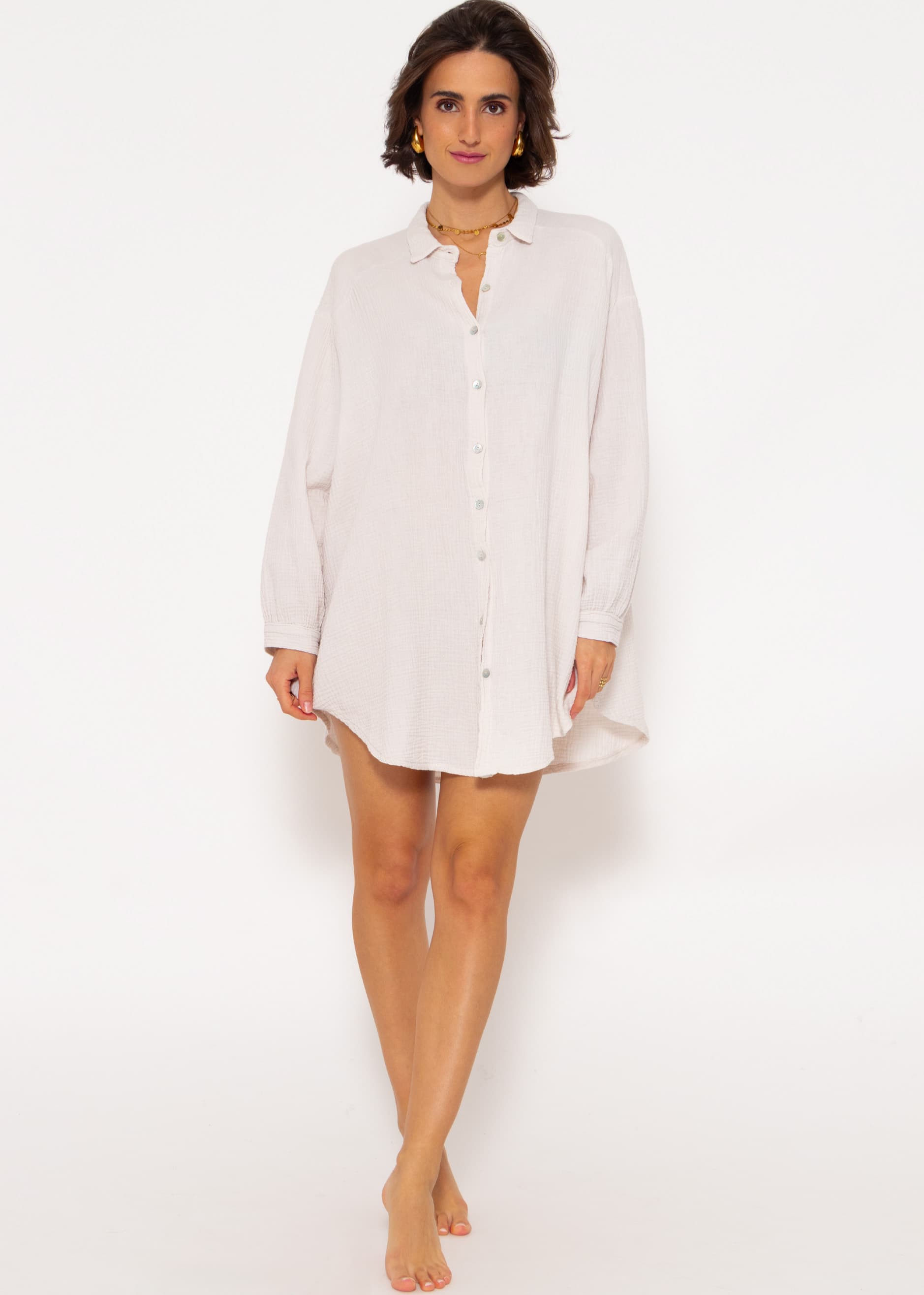 Marta | Blusa oversize de muselina · Beige claro