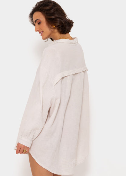 Marta | Blusa oversize de muselina · Beige claro
