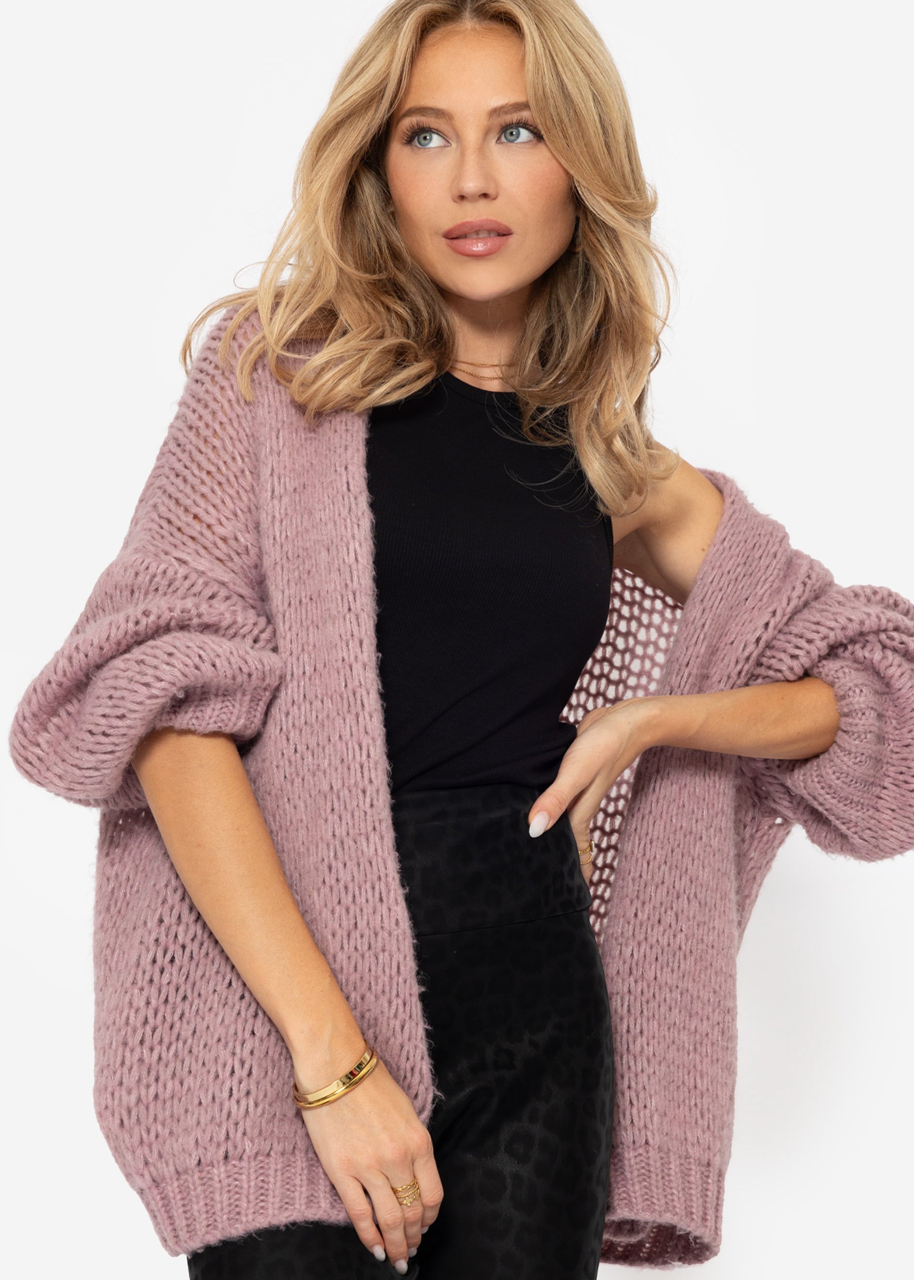 Marea | Cárdigan oversize · Rosa palo