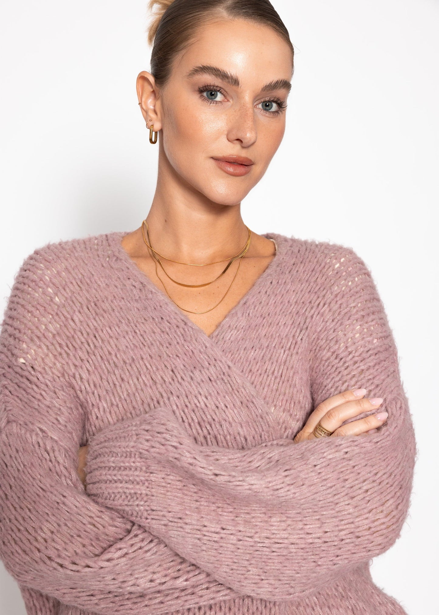 Marea | Cárdigan oversize · Rosa palo