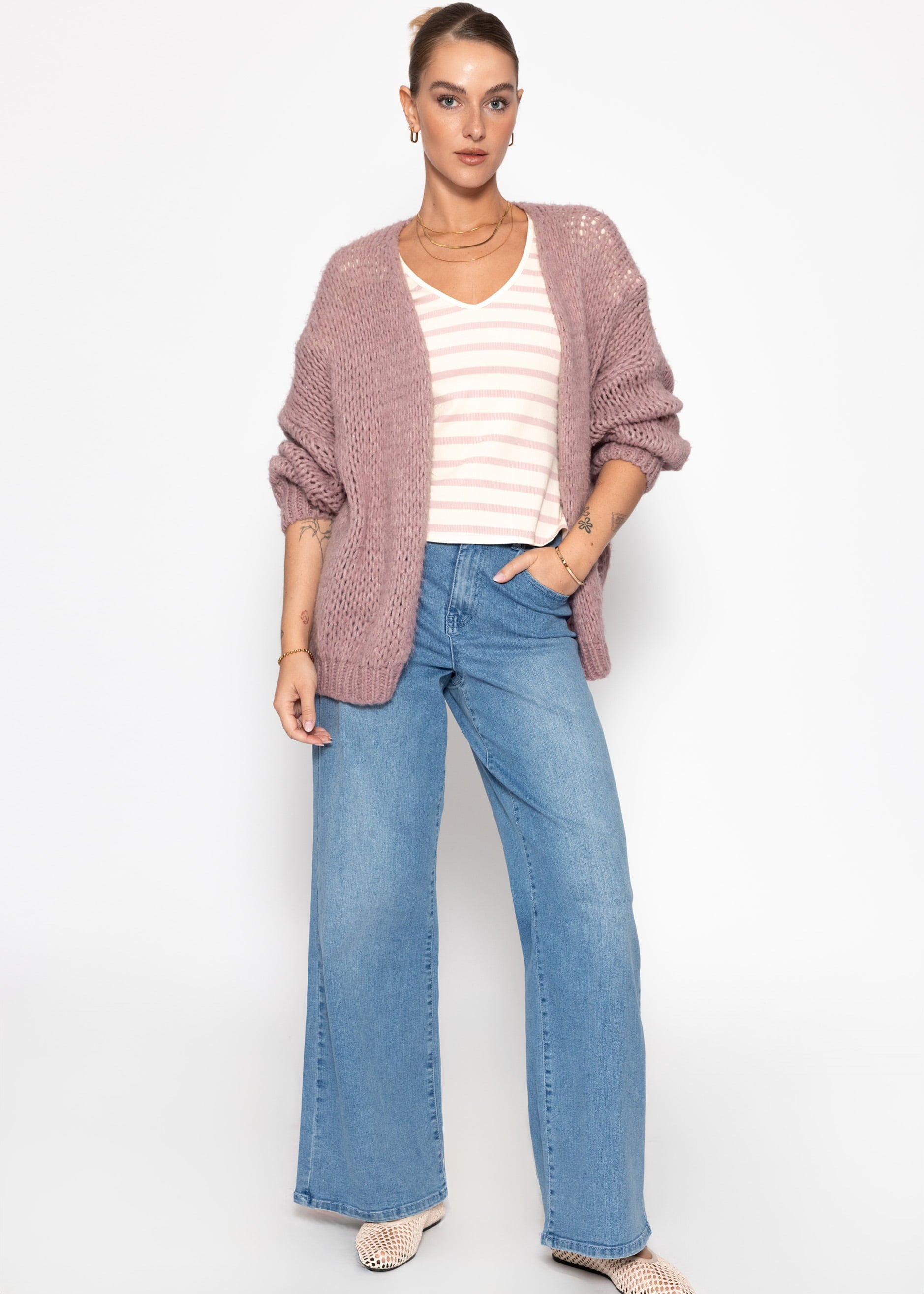 Marea | Cárdigan oversize · Rosa palo