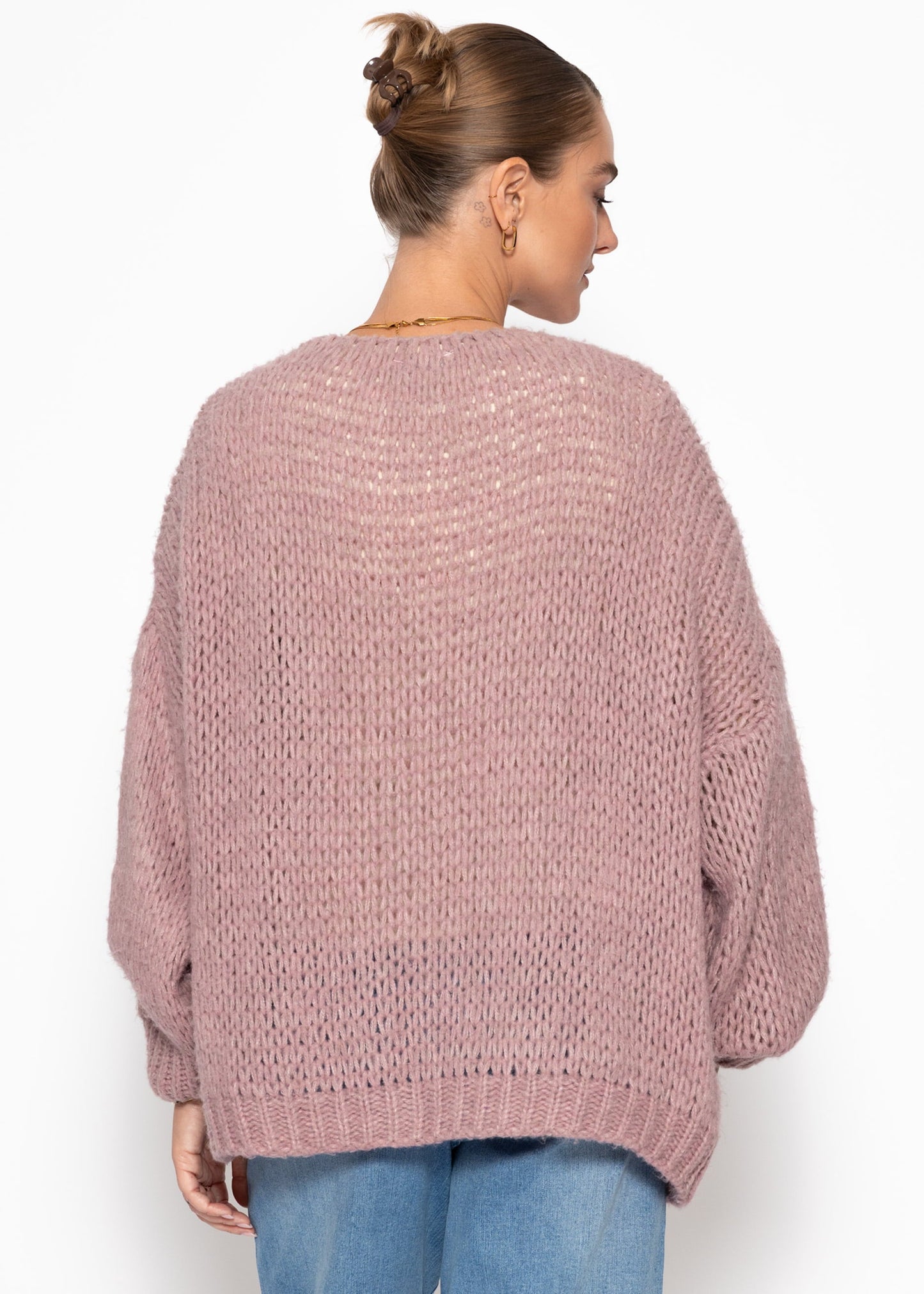 Marea | Cárdigan oversize · Rosa palo
