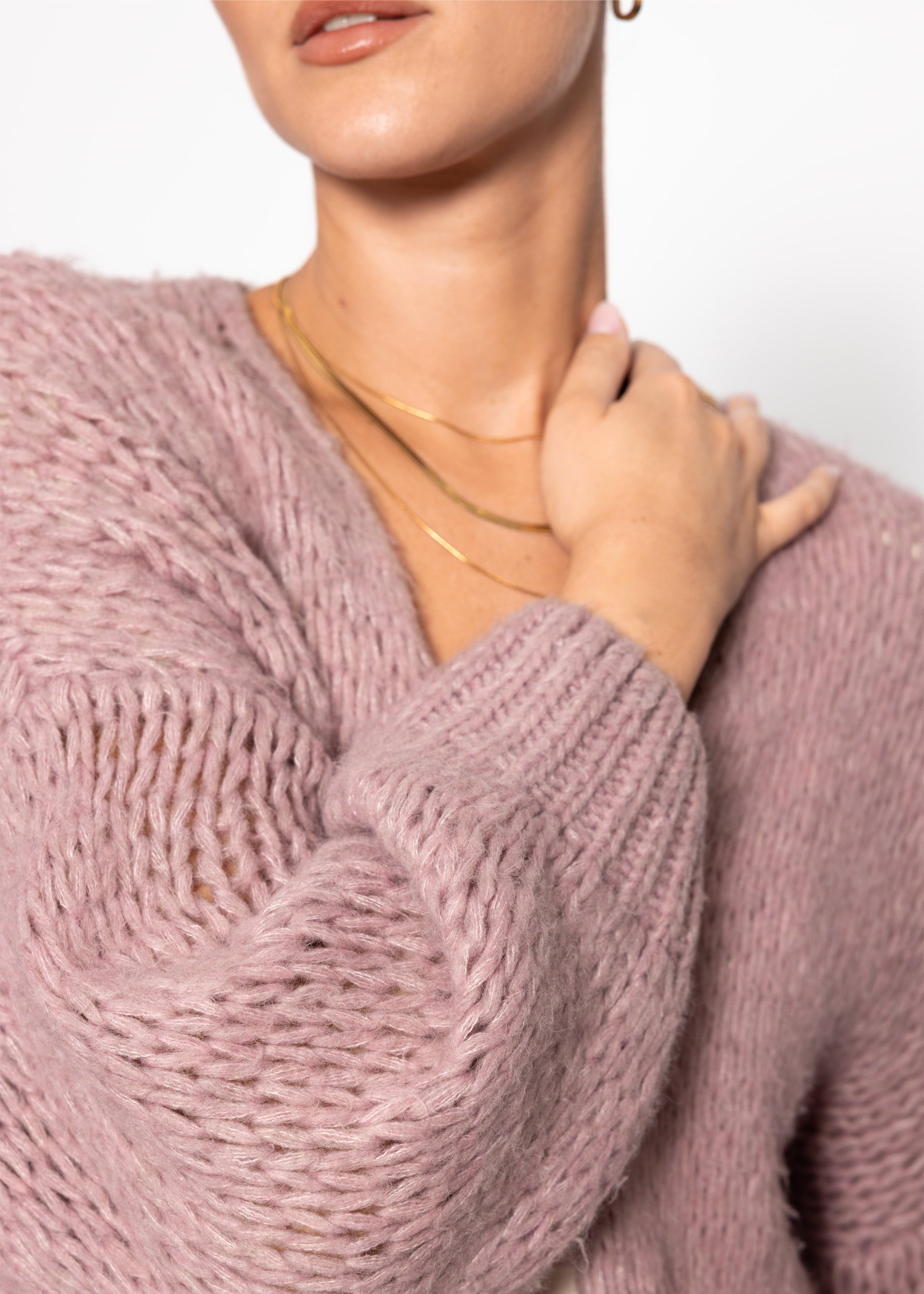 Marea | Cárdigan oversize · Rosa palo