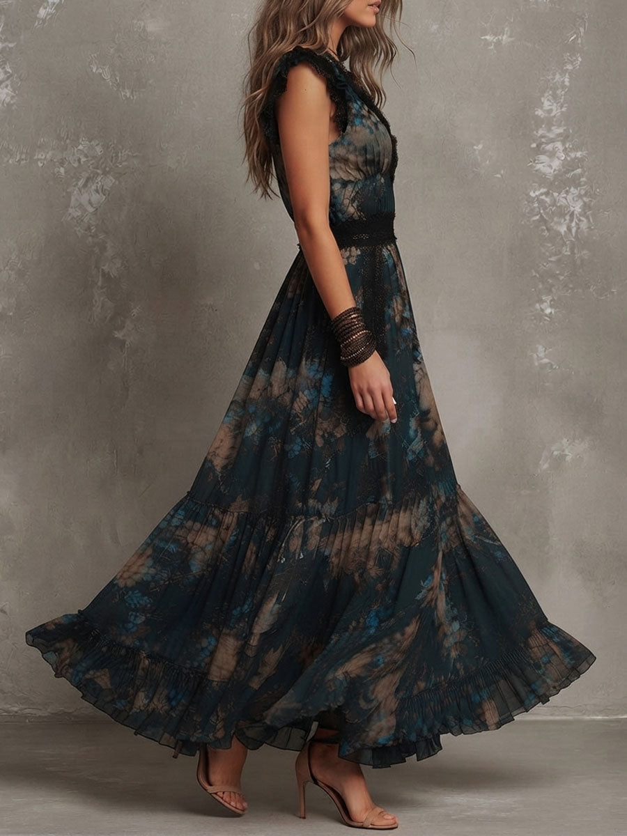 Gillian | Vestido largo con encaje y volantes