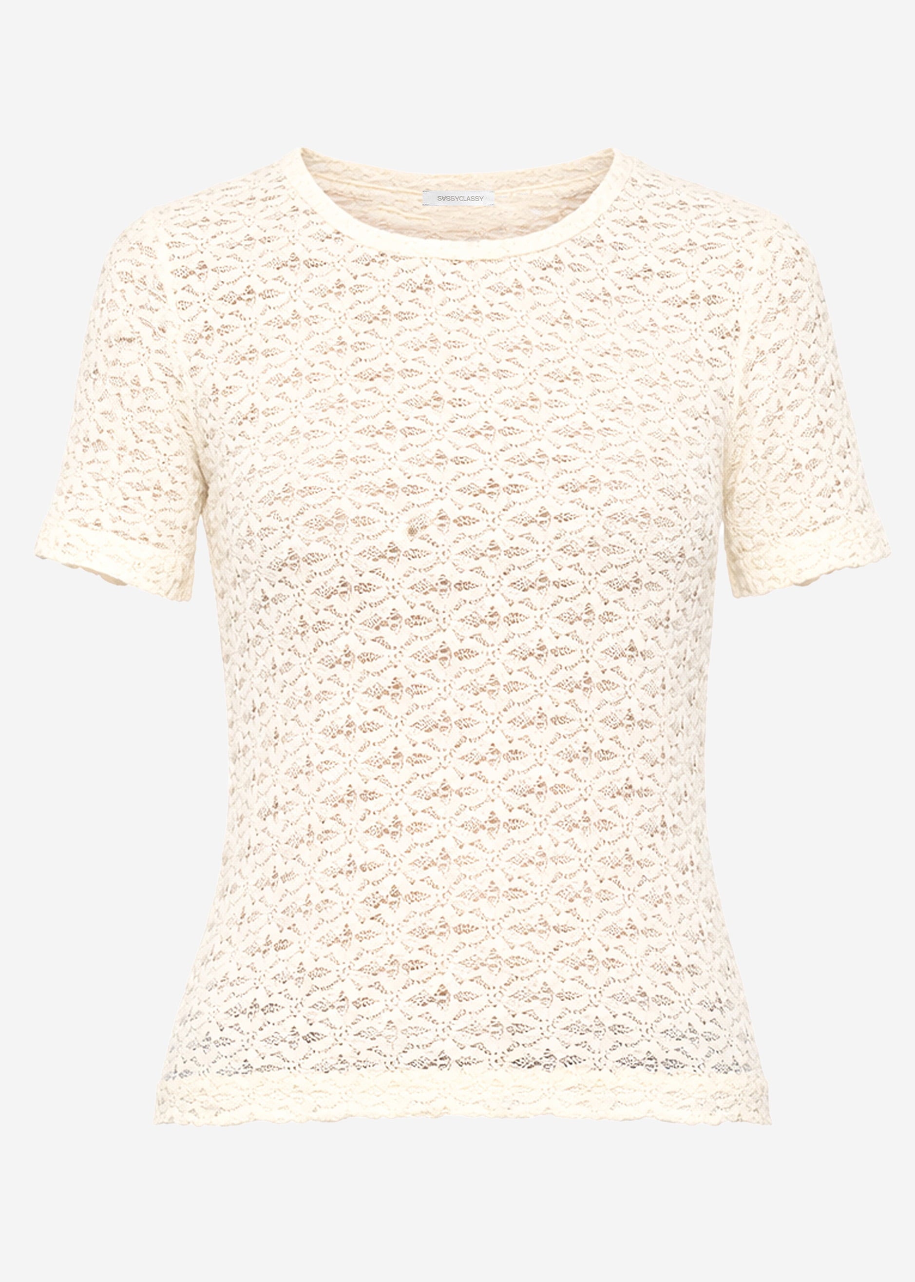 Luna | Camiseta de encaje floral · Blanco roto