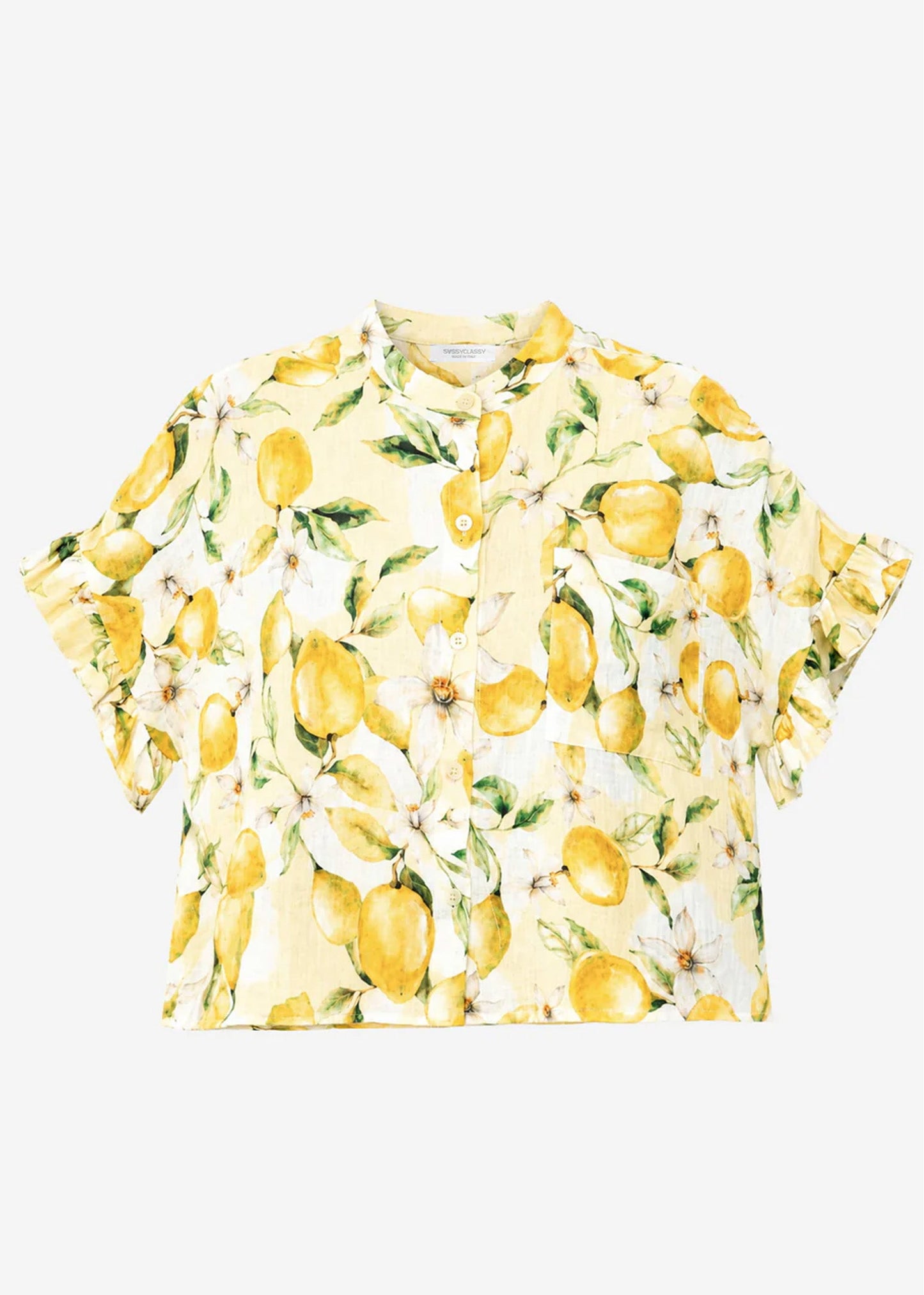 Clara | Blusa de muselina estampado de limones · Amarillo