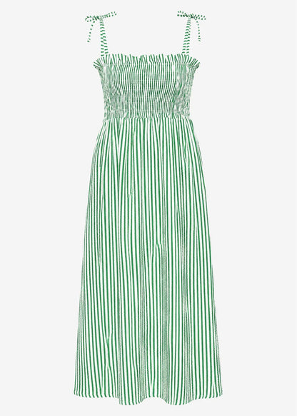 Chiara | Vestido largo de muselina a rayas · Verde