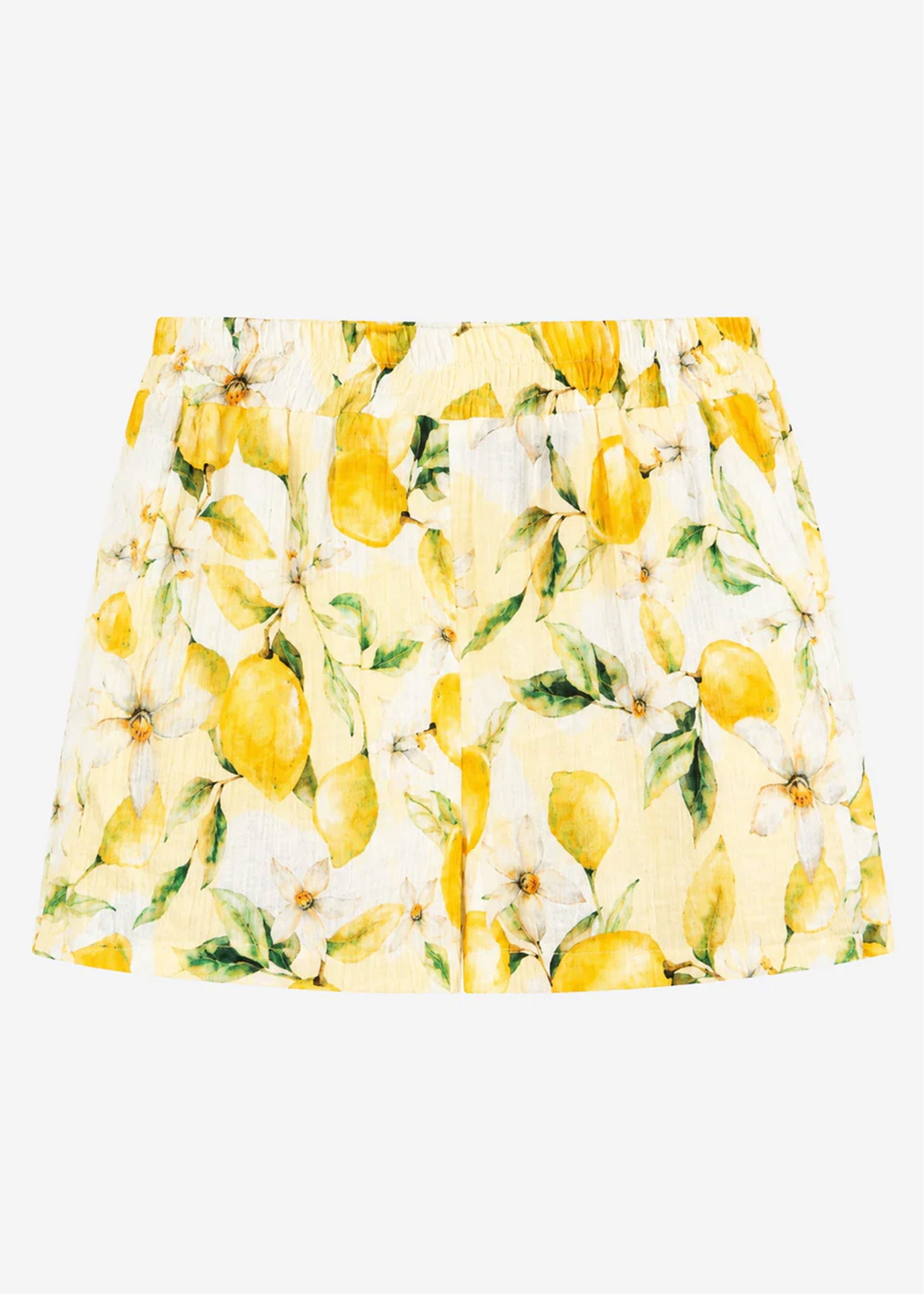 Dalia | Shorts de muselina estampado de limones · Amarillo