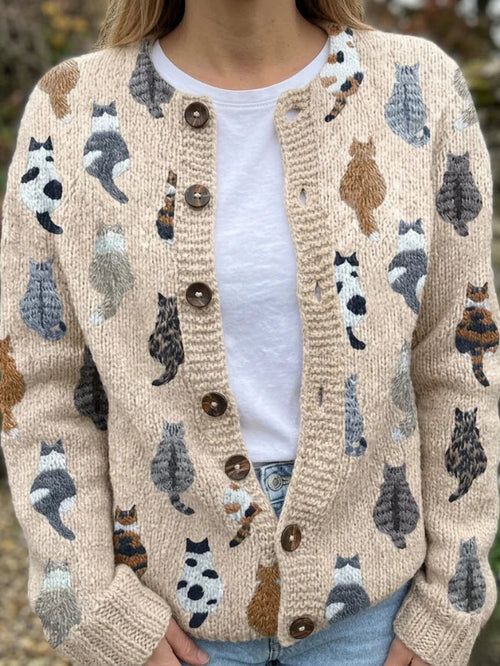 Moxley — Cardigan de punto con gatitos — District 8
