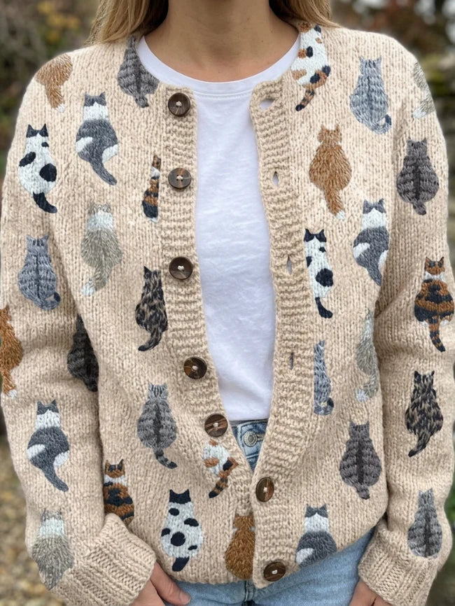 Moxley | Cardigan de punto con gatitos