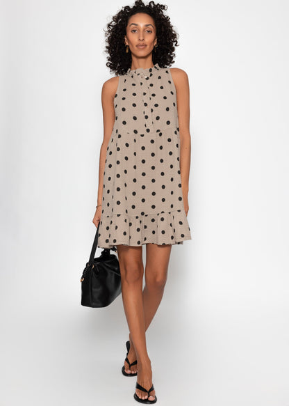 Celestia | Vestido de muselina de lunares · Taupe