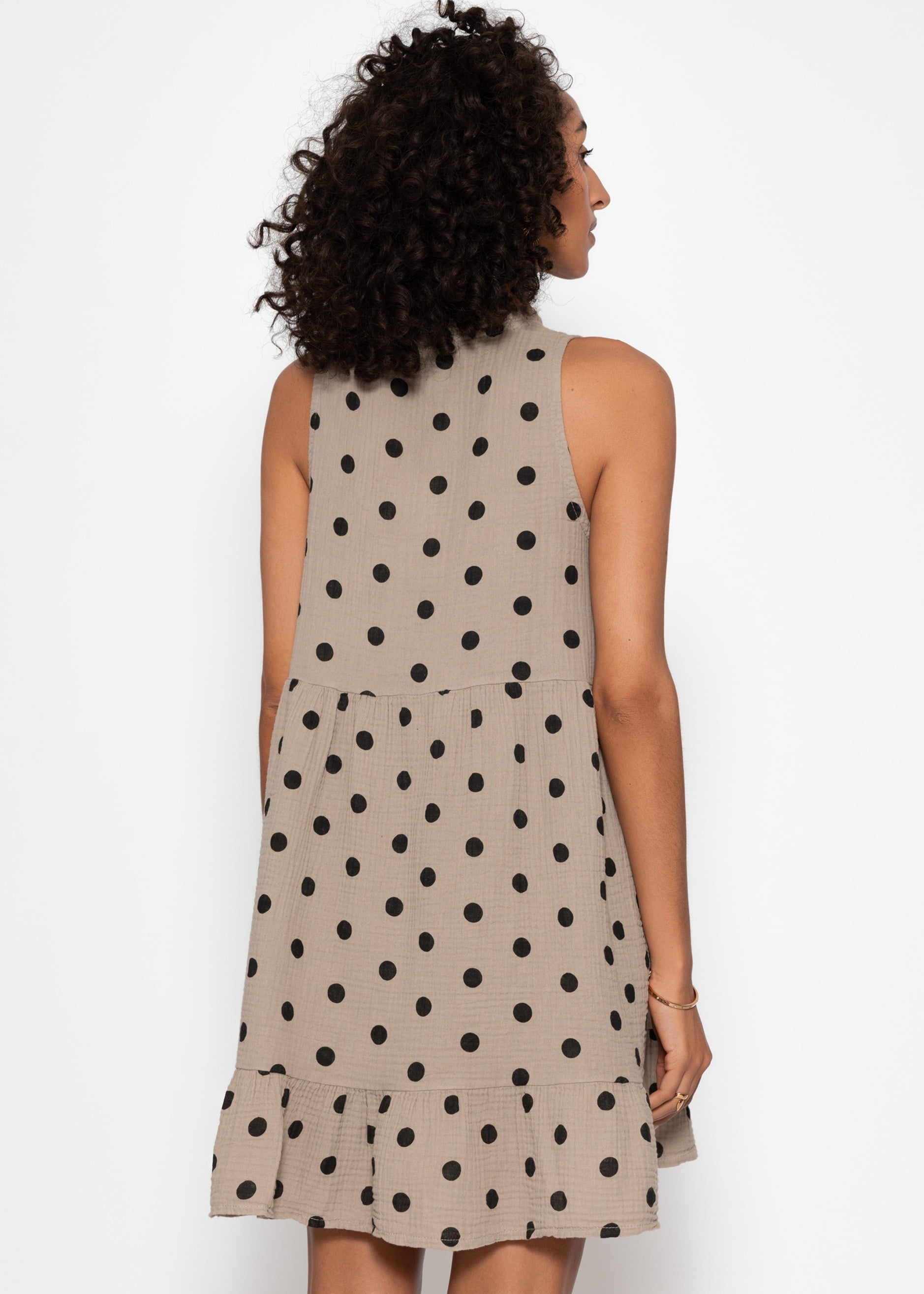 Celestia | Vestido de muselina de lunares · Taupe