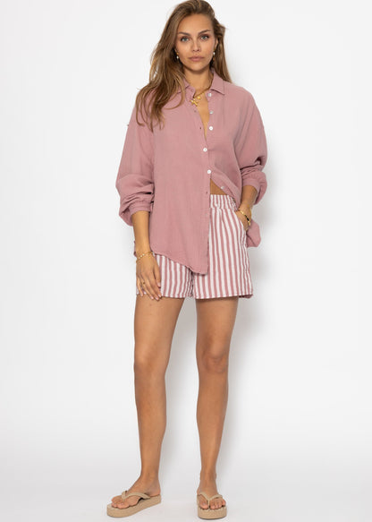 Carla | Shorts de muselina a rayas · Rosa palo