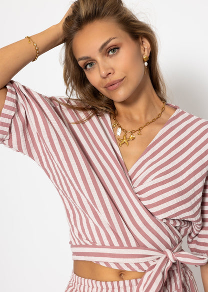Flora | Blusa de muselina a rayas · Rosa palo