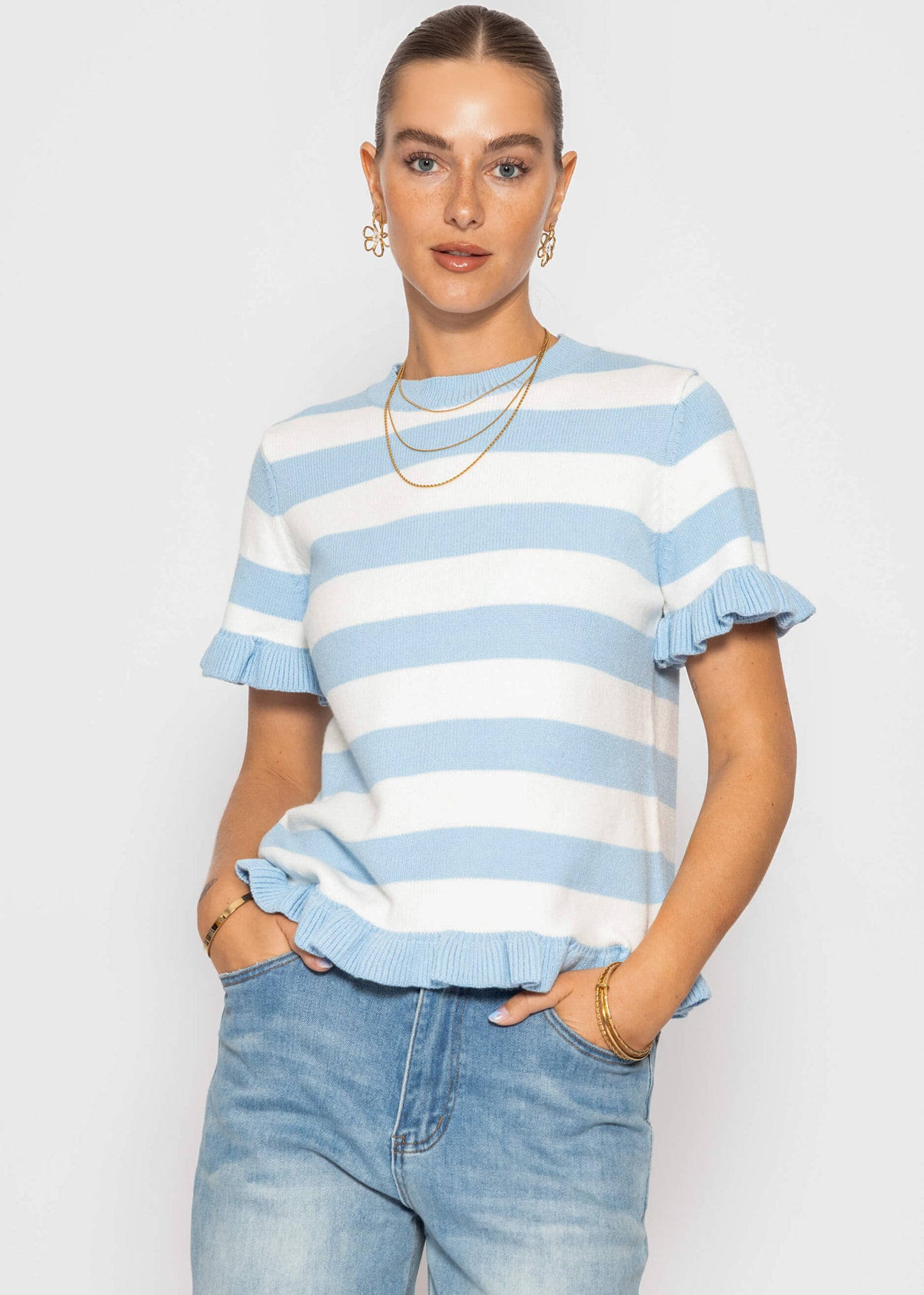 Alaia | Jersey a rayas · Azul y blanco roto